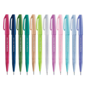 Pentel Fude Touch Brush Sign Pen - Long Life Design Award - 12 New Colors