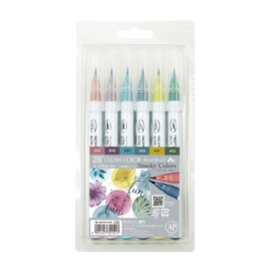 Kuretake Zig Clean Color Real Watercolor Brush Pen - 6 Smoky Color Set