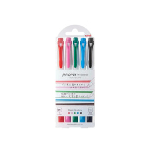 Uni Propus Window Double-Sided Highlighter - 5 Basic Color Set