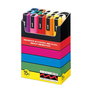 Uni Posca PC-3M Paint Markers - Fine Tip - 15 Color Set - 1.3 mm