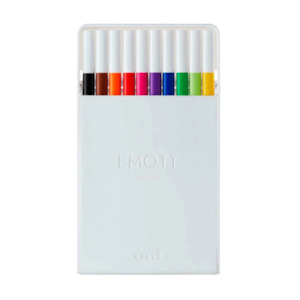 Uni EMOTT Bleeding Resistant Fineliner - 10 Bright Color Set - No.1 - 0.4 mm