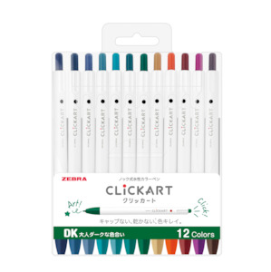 Zebra Click Art Marker - 12 Dark Color Set