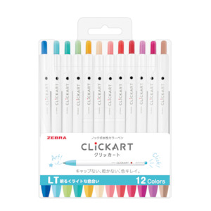 Zebra Click Art Marker - 12 Light Color Set