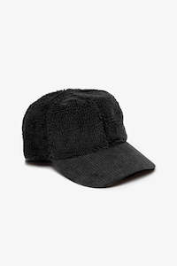 Antler Sherpa & Cord Cap - Black