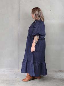 Delilah Dress - Denim Linen