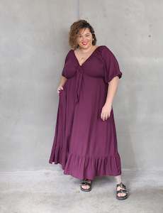 Zoe Dress Short Sleeve - Aubergine