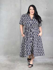 Aubrey Dress - Navy & White Broderie