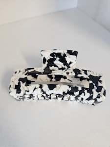 Black and White Tortoise Claw Clip - Rectangle