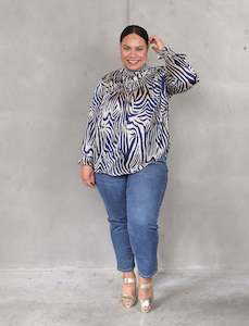 Mandinka Blouse - Navy Zebra