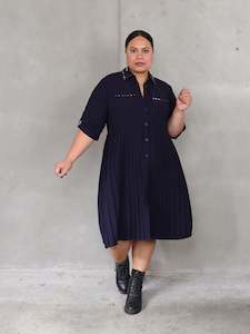 Under 100: Penny Lane Dress - Navy Studs