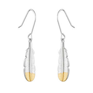 Huia Feather Pendant Earring - Silver