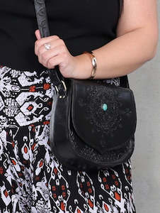 Carved Saddle Bag - Black