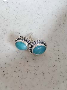 Filigree Silver Stud Earring - Turquoise