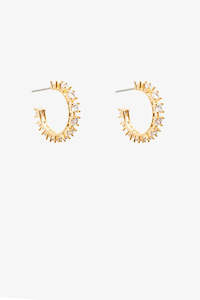 Antler Rhinestone Hoop Earring - Gold