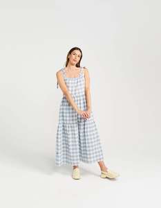 Tie Up Ziggy Dress Marine Check