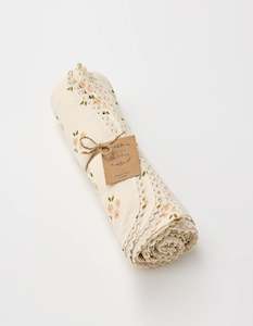 Over The Dandelions Organic Muslin Swaddle Daisy Print/Lace