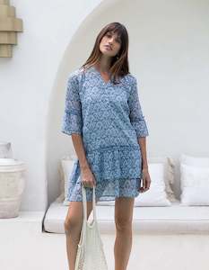 Humidity Paradise Aries Dress Blue Print