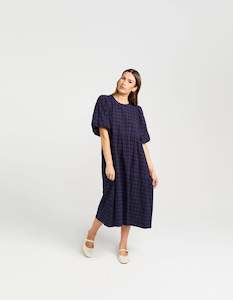 Thing Thing Lucinda Dress Navy Check