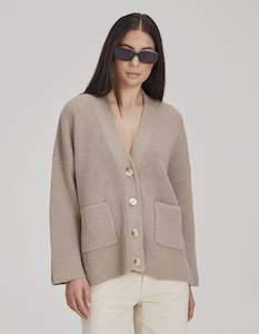 Commoners Womens Wool/Cashmere Boxy Cardi Slate