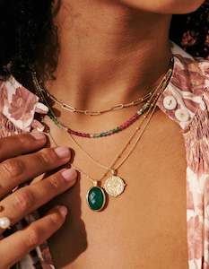 Murkani Wandering Soul Tourmaline Necklace Gold Plate