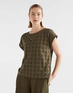 Womenswear: ELK Grid Burnout Top - Olive Moss