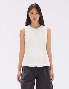 Womenswear: Assembly Label Calla Linen Top Antique White