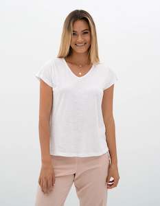 Womenswear: Humidity Must Have V Neck Tee White