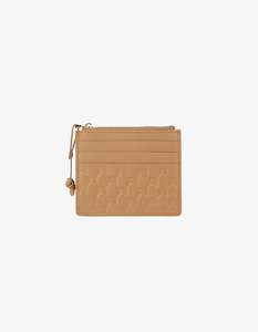 Karen Walker Monogram Zip Cardholder Camel