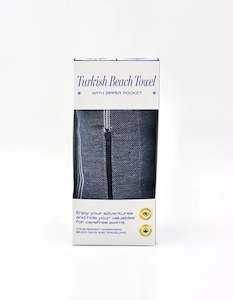 Treat & Co Turkish Beach Towel With Zipper Pocket Navy