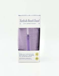 Treat & Co Turkish Beach Towel With Zipper Pocket Lilac