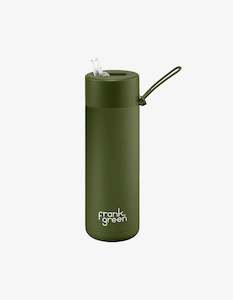 Frank Green 20 oz Stainless Steel Ceramic Reusable Bottle with Straw Lid Khaki