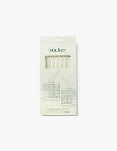 Womenswear: Sucker Reusable Glass Drinking Straws Transparent