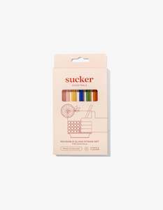 Sucker Reusable Glass Cocktail Straws  Multi