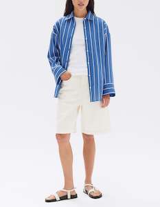 Womenswear: Assembly Label Ayla Stripe Long Sleeve Shirt Royal/White