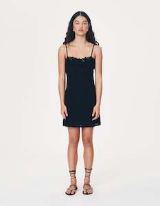 Rowie The Label Claudia Silk Slip Mini Dress Black