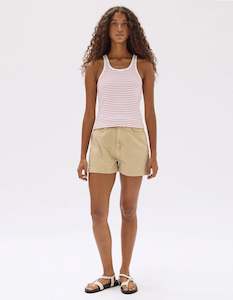 Womenswear: Assembly Label Drew Rib Tank Stripe Papaya/White