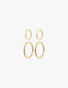 Pilgrim Eve Hoop Earrings 2-In-1 Set - Gold Plated