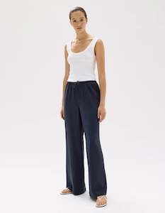 Womenswear: Assembly Label Heather Silk Blend Pant Navy