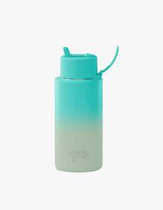 Frank Green 34oz SS Ceramic Reusable Bottle Gradient Bondi Bliss Flip Straw Lid