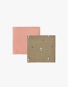 OYOY OYOY Panda Muslin - Khaki/Rose