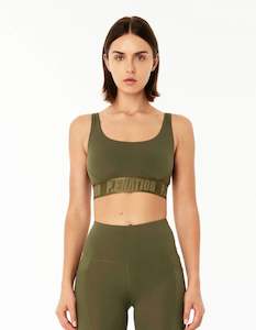 PE Nation Back Check Sports Bra Khaki Brown