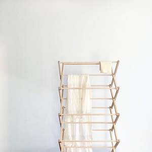 Homeware: Folding Wooden Clothes Dryer + Top Rack