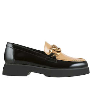 Hogl Stacy Black/Toffee Patent Loafer *ONLINE & NORTHLANDS POP UP ONLY*