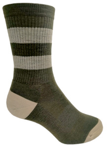 Designer Textiles Merino Retro Boot Sock Stripe Forest Night/Linen