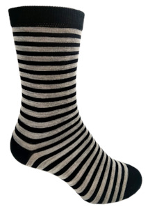 Designer Textiles Merino Crew Stripe Black/Light Grey Melange