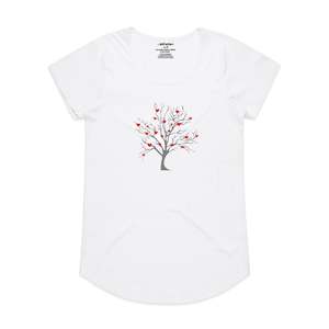 Hearty Tree Women's Scoop Neck Fashion T-Shirt - White