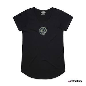 Crystal Koru Women's Scoop Neck Fashion T-Shirt - Black