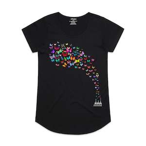 Factory Butterflies Women's Scoop Neck Fashion T-Shirt - Black