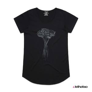 Black Roses Women's Scoop Neck Fashion T-Shirt - Black