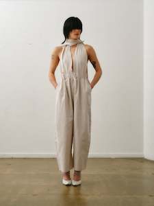 Clothing: Otsu Kaguya Overalls - Cotton/Linen - Ivory